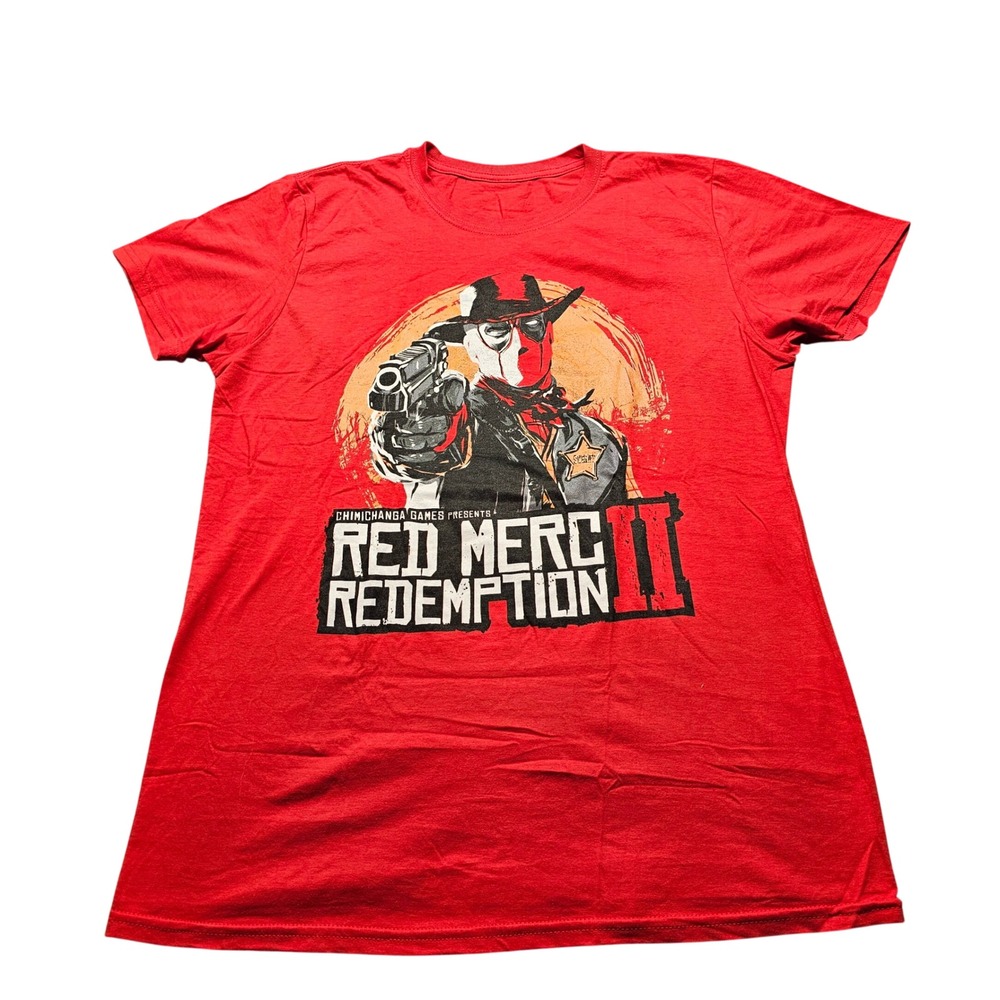 Red Dead Redemption 2 Deadpool Graphic T-Shirt Mens M Red Rockstar Games RDR2